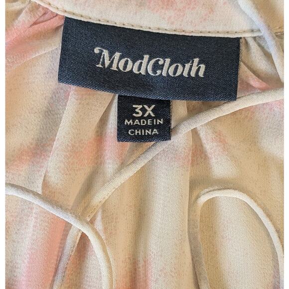 ModCloth Boho Go Chiffon Blouse Sheer Peasant Top Size 3X Tie-dye Sheer - Picture 5 of 10